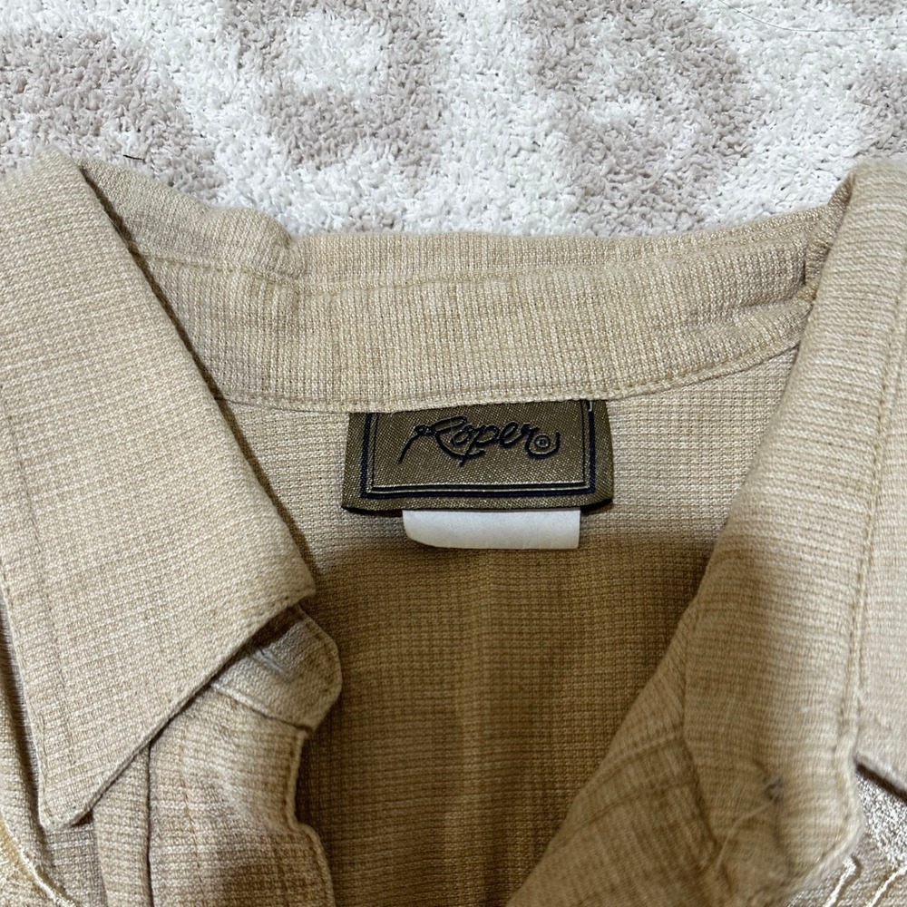 Roper Western‎ Shirt Large Tan Embroidered Concho Button Long Sleeve ] - Picture 3 of 5